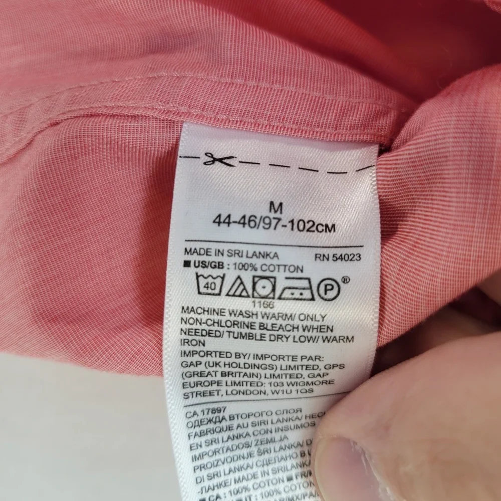 Banana Republic Shirt Mens Medium Coral Pink Grant Slim Fit Luxe Stretch Poplin